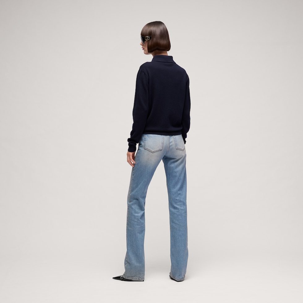 Knit cashmere sweater with embroidery