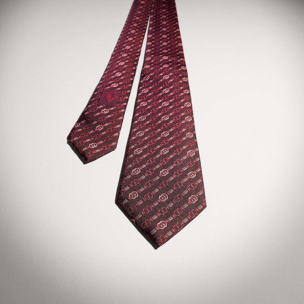 Interlocking G belt silk jacquard tie