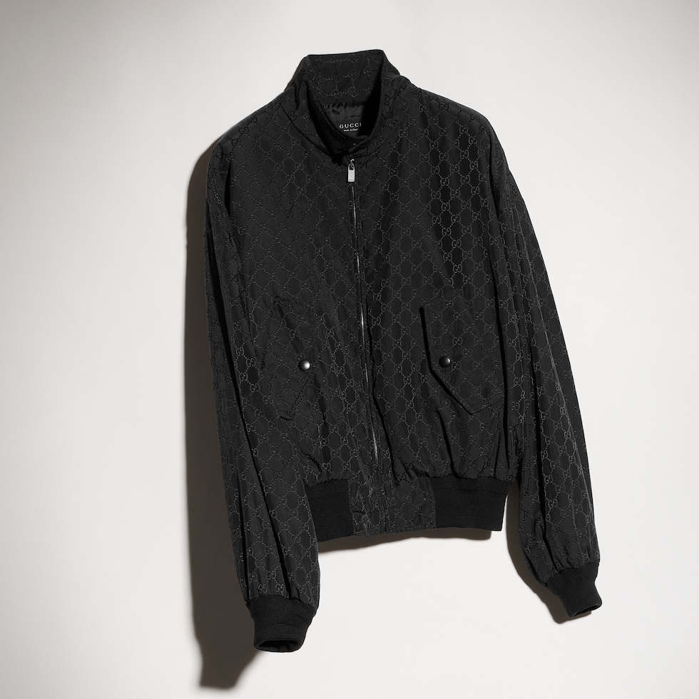 Chaqueta de jacquard de algodón técnico con GG y cremallera
