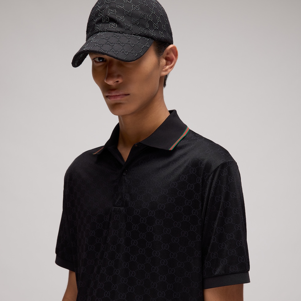 GG stretch nylon jacquard polo shirt