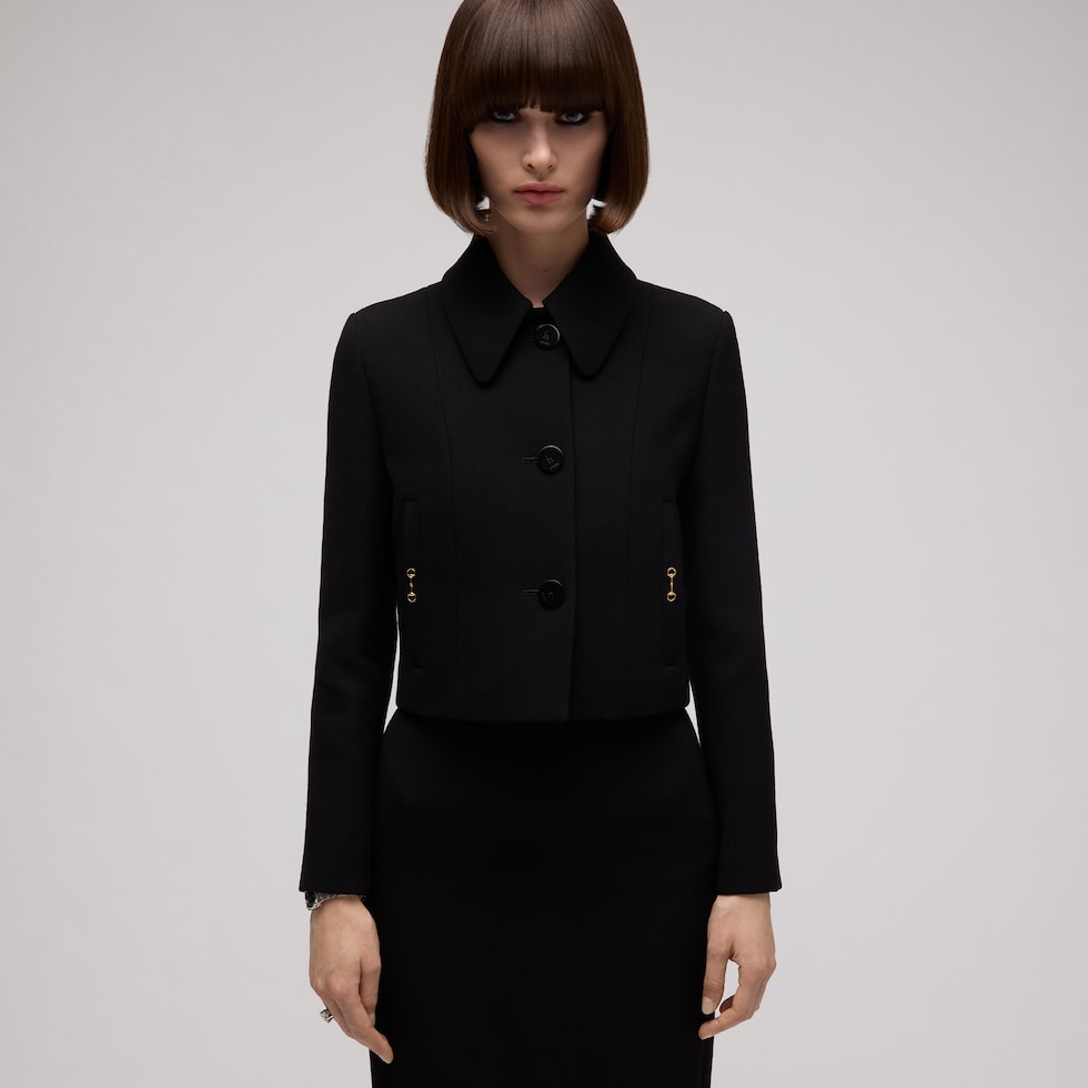 Crêpe wool jacket with Horsebit