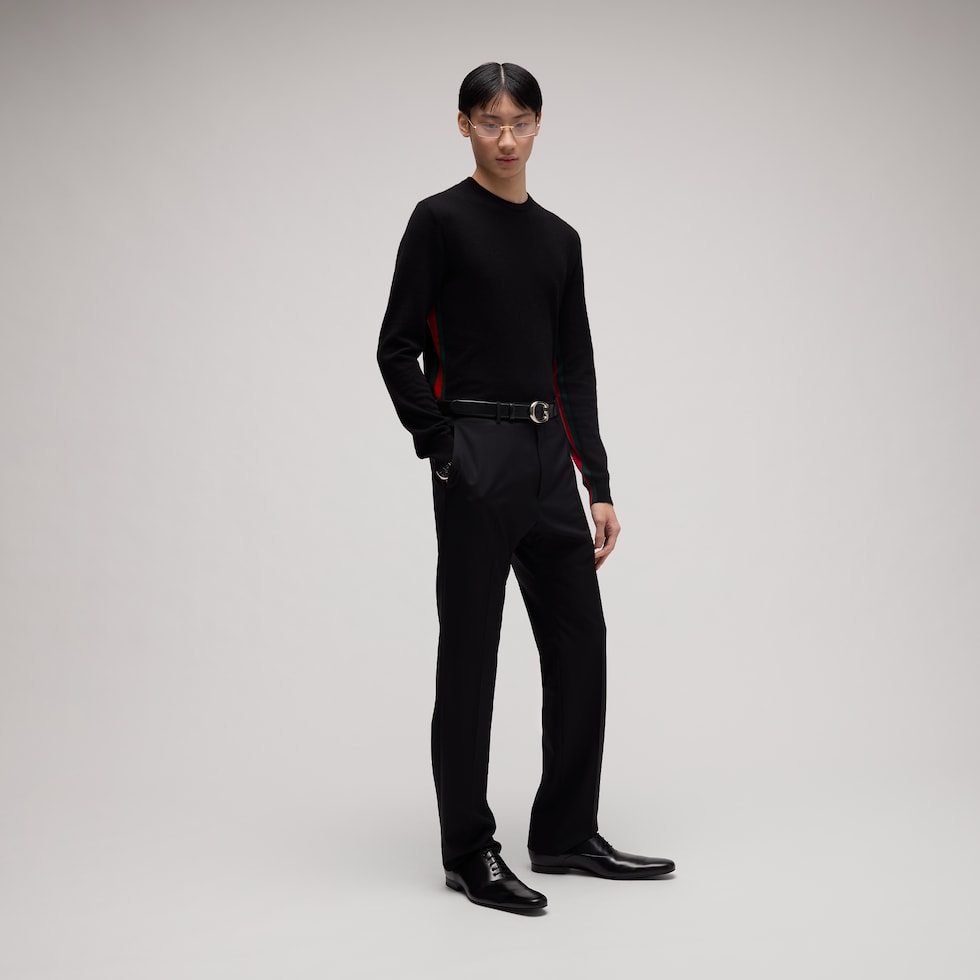 Cashmere knit sweater with Web