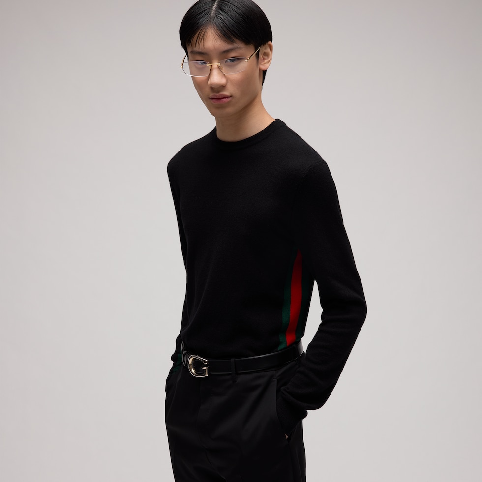 Cashmere knit sweater with Web