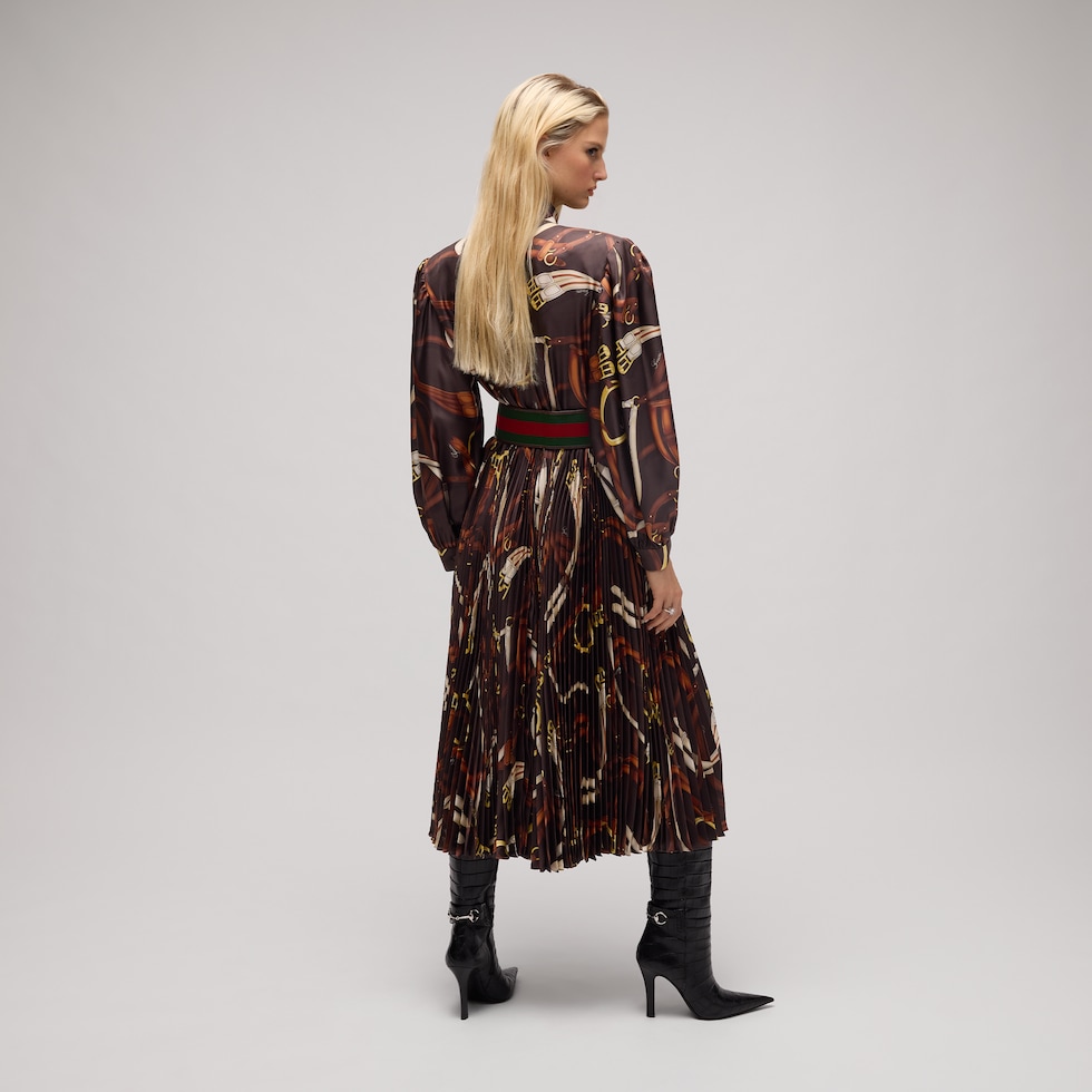 Printed silk twill chemisier dress