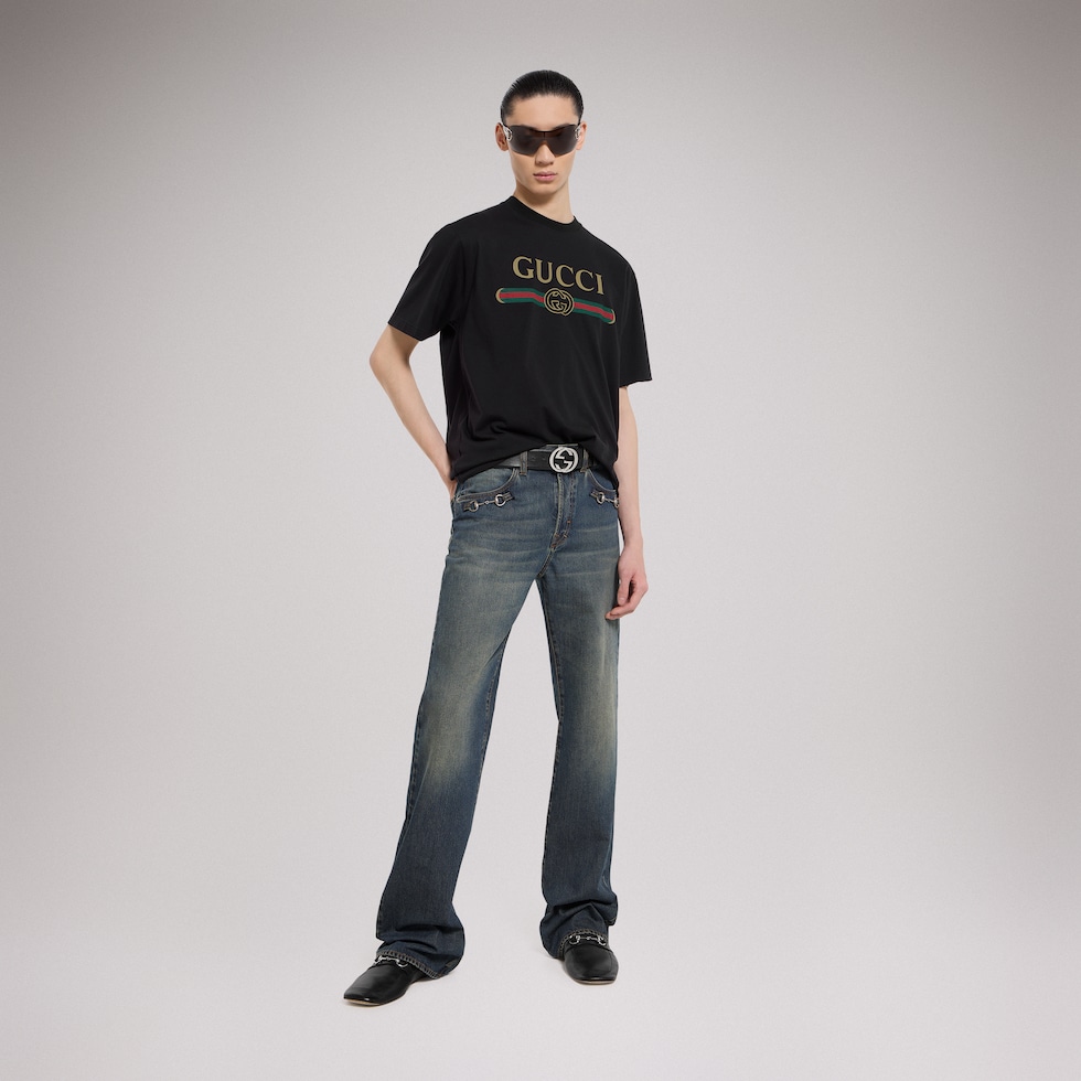 Silk blend jersey T-shirt with print