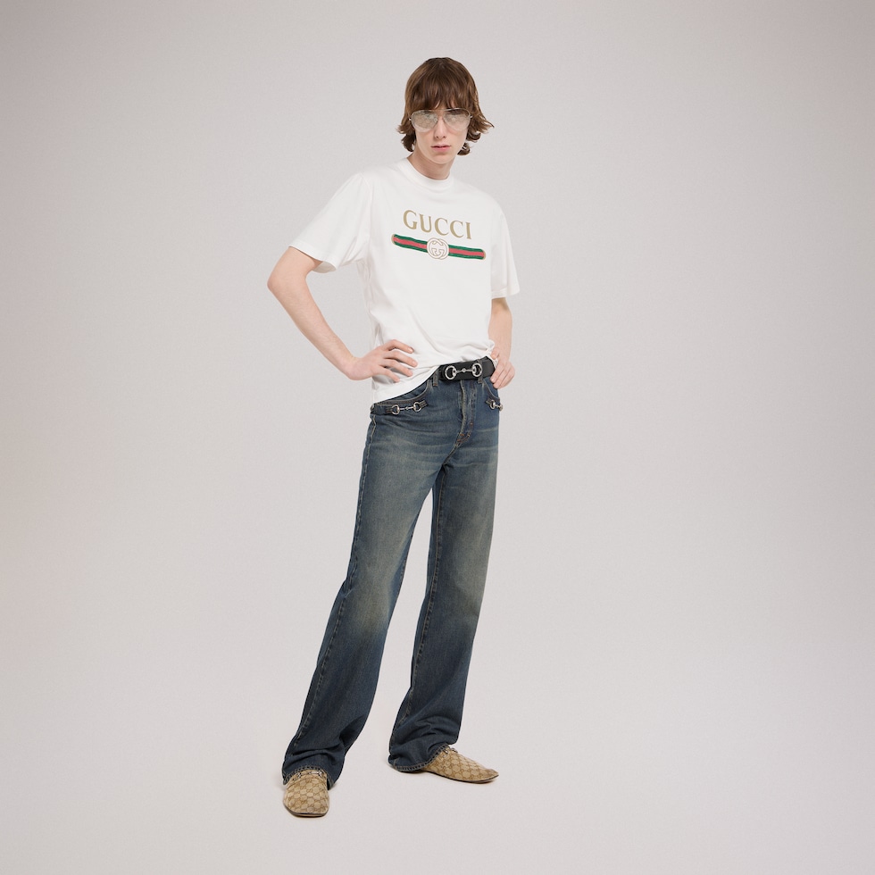 Silk blend jersey T-shirt with print