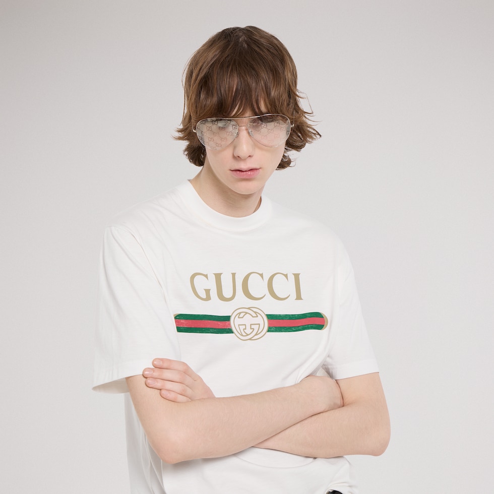 Silk blend jersey T-shirt with print