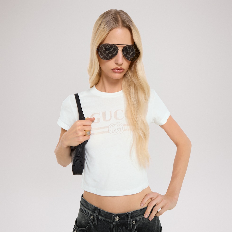 Cotton jersey T-shirt with devoré detail