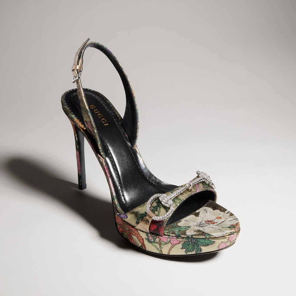 Sandalo Donna con plateau e Morsetto in cristalli