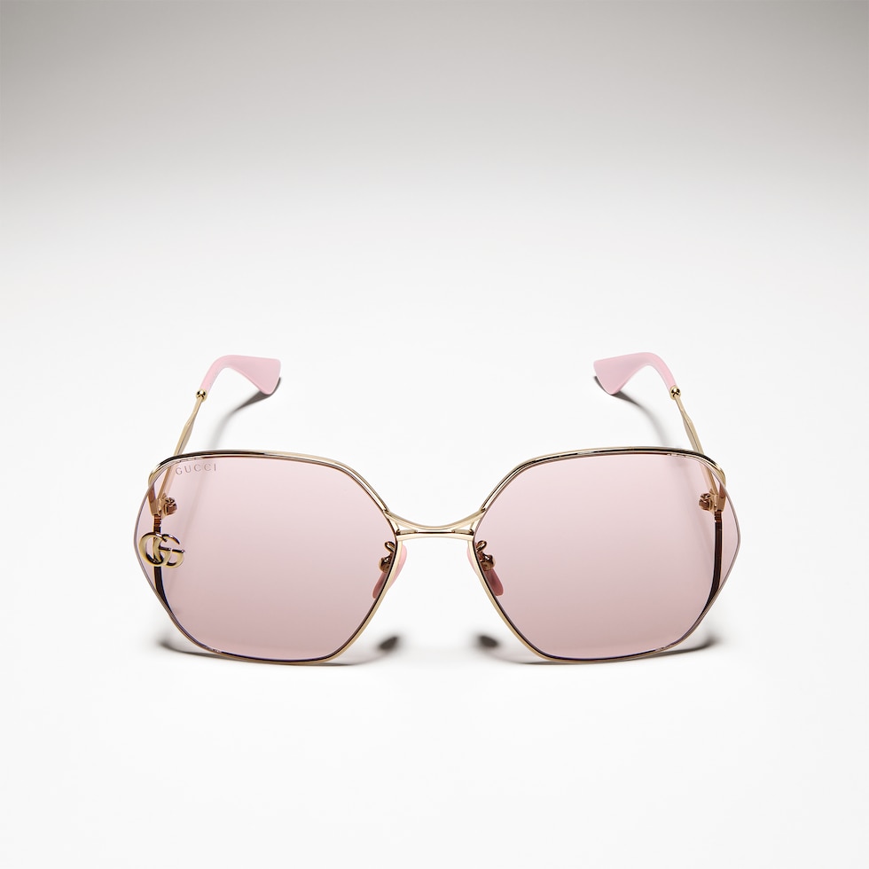 Low nose bridge fit oval-frame sunglasses