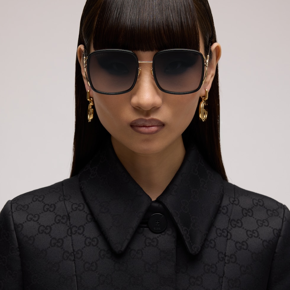 Low nose bridge fit rectangular sunglasses