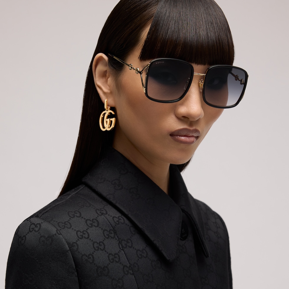 Low nose bridge fit rectangular sunglasses
