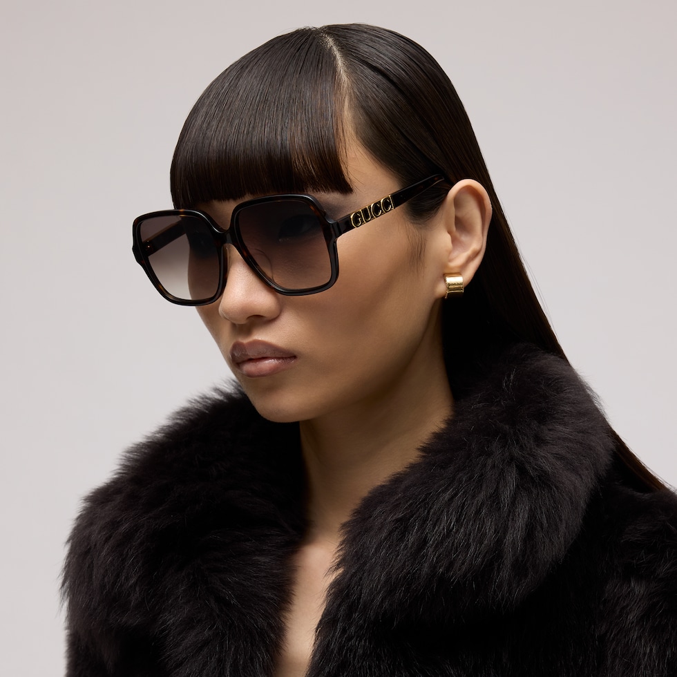 Low nose bridge fit rectangular sunglasses