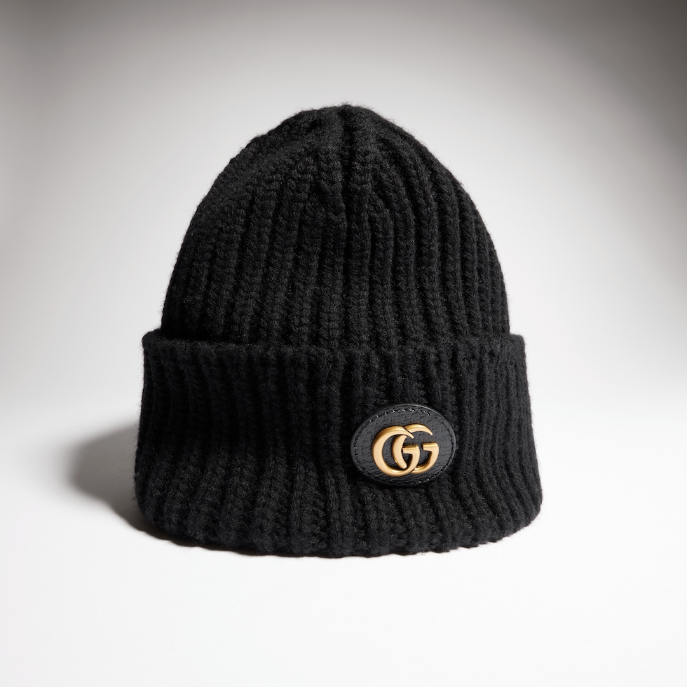 Wool cashmere hat with Double G