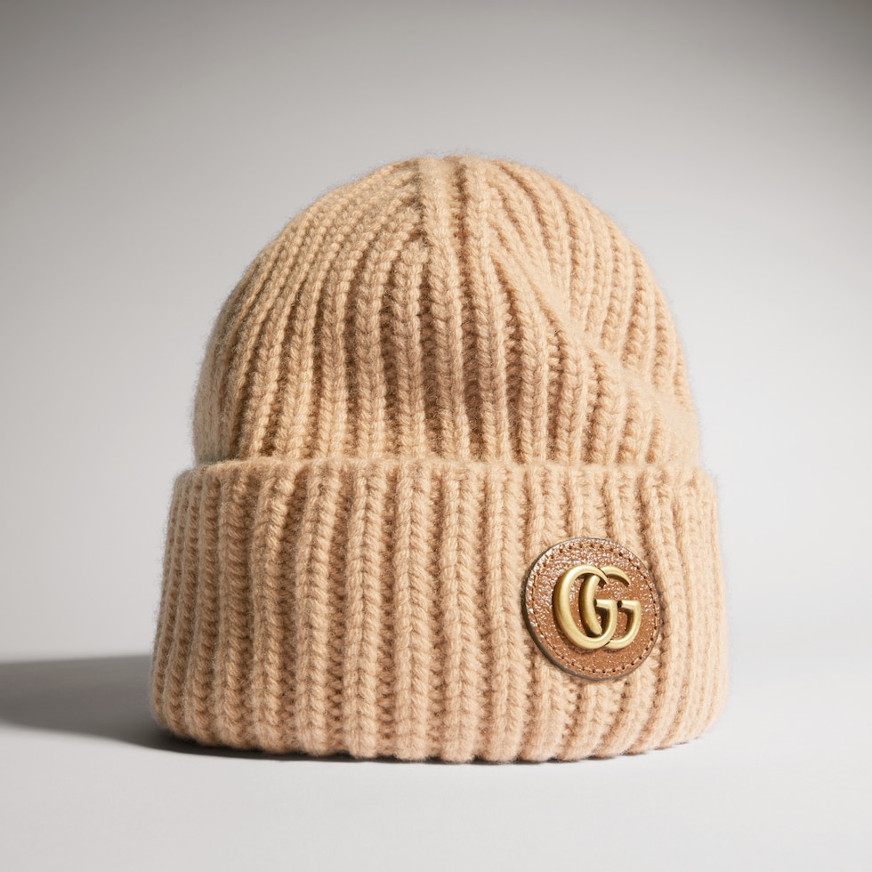 Wool cashmere hat with Double G