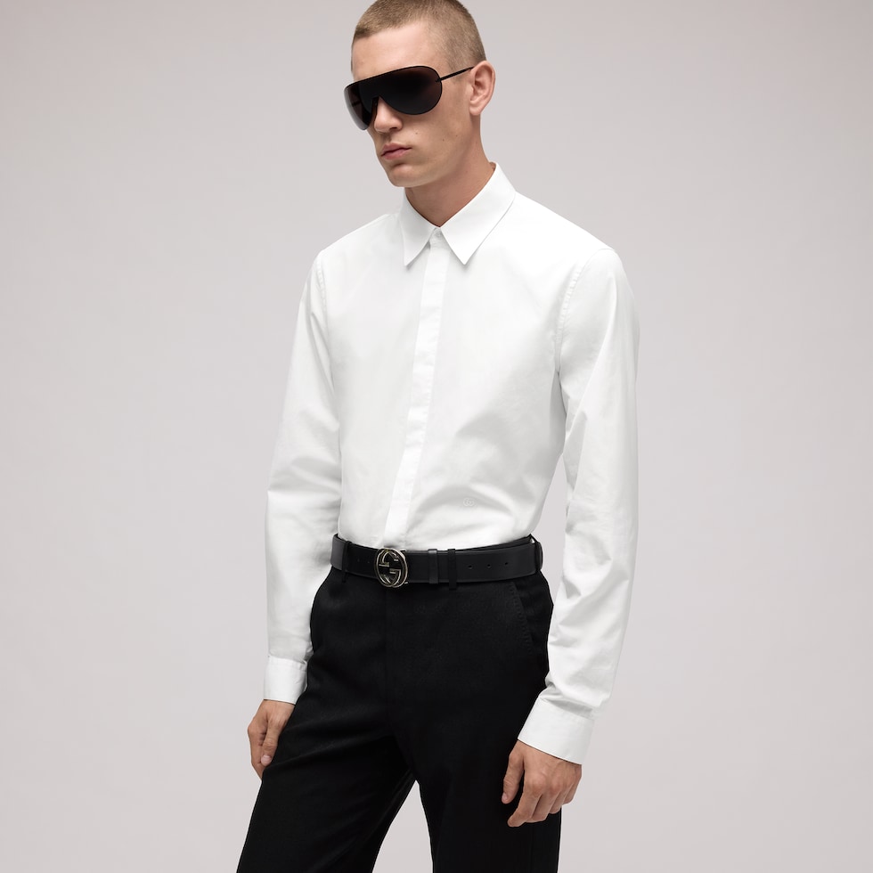 Cotton poplin shirt with embroidery