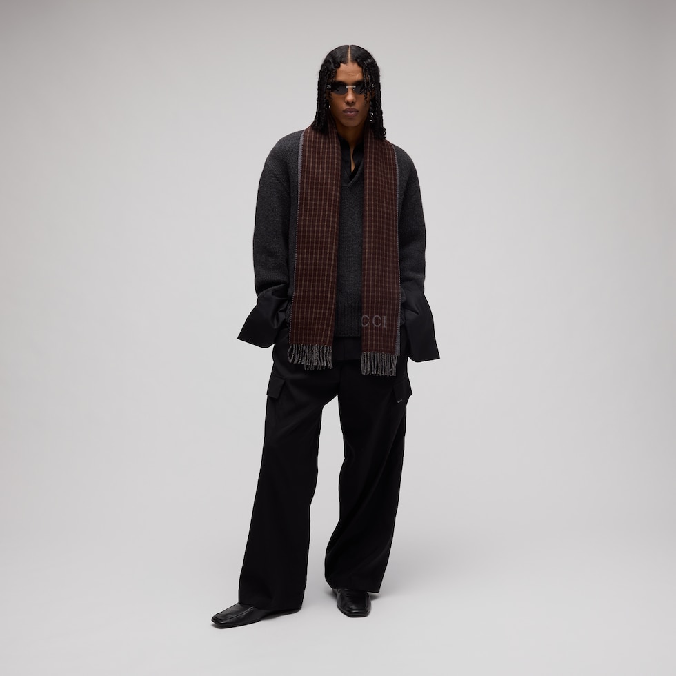 Tartan cashmere wool scarf