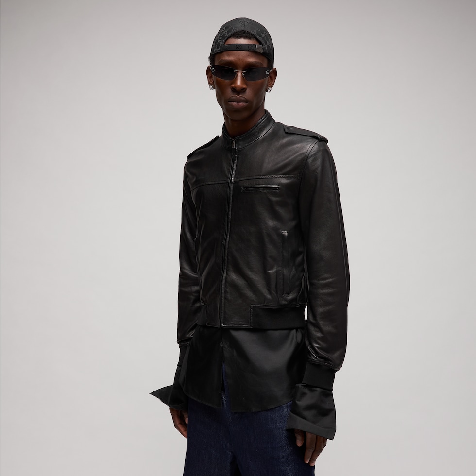 Chaqueta bomber de piel napa granulada