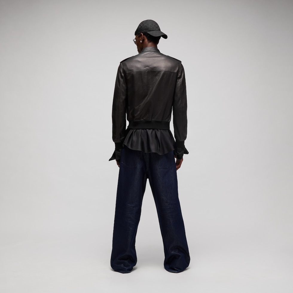 Chaqueta bomber de piel napa granulada