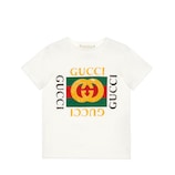 GUCCIチルドレンロゴTシャツ[10] チルドレンズ〕プリント コットン Tシャツ ・ダークグレー