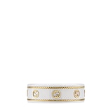 18K Yellow Gold And White Icon Ring With Interlocking G | GUCCI® US