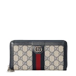 Ophidia zip around wallet in beige and blue Supreme | GUCCI® CA