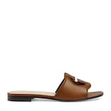 GUCCI★グッチ・レザー メタルGGインターロッキング付サンダル(36.5) Women's slide sandal with Interlocking G in cuir leather