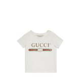 White Cotton Baby T-Shirt With Vintage Gucci Logo | GUCCI® US
