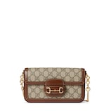 グッチ GUCCI ショルダーバッグ・メッセンジャーバッグ ホースビット 1955 ミニバッグ 699296 UULBG 9683 ベージュ ホワイト GGスプリーム キャンバス レザー 【中古】 グッチ ホースビット 1955〕ミニバッグ ・ベージュ＆ホワイト GG