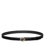 GUCCI｜ (813005 AAD5L 1000) Belt with Interlocking G buckle in black GG leather | GUCCI® US