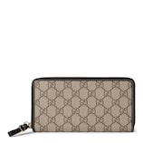 GG Emblem zip around wallet in beige and dark brown fabric