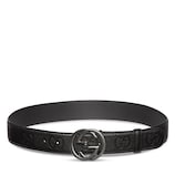 インターロッキングG バックル付き ベルト ・ブラック レザー | GUCCI公式