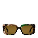 Rectangular frame sunglasses in green and brown | GUCCI® US