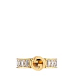 Gucci Blondie wide crystal ring in light gold-toned brass