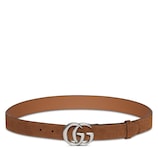 GG Marmont thin belt in brown soft suede | GUCCI® US