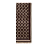 GG wool jacquard scarf in dark brown and beige | GUCCI® US