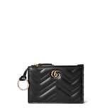GG Marmont zip key pouch in black leather | GUCCI® US
