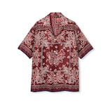Printed silk twill bowling shirt in Gucci Rosso Ancora red