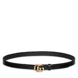 GG Marmont leather belt with shiny buckle in black leather