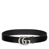 【美品】GGロゴ ブラックレザーベルト　400593 AP00T GG Marmont wide belt in black leather | GUCCI® FI