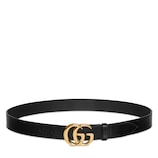 GG Marmont belt with shiny buckle in black leather | GUCCI® US