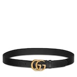 GUCCI GGロゴ ベルト ブラック Wide Black Leather Women's Belt With Double G Buckle | GUCCI® US