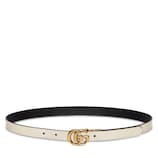 GG Marmont reversible thin belt in white leather | GUCCI® US