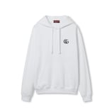Cotton jersey hooded sweatshirt with embroidery in white