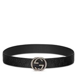 Reversible belt with Interlocking G buckle in black GG leather