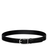 Belt with rounded buckle in black leather | GUCCI® US