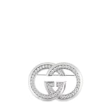 Interlocking G brooch with crystals in gold-toned brass | GUCCI® US