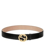 インターロッキングG バックル付き ベルト ・ブラック レザー | GUCCI公式