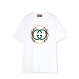 Cotton jersey T-shirt with print in white | GUCCI® SG