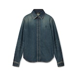 エンブロイダリー付き コットンデニム シャツ ・ブルー | GUCCI公式